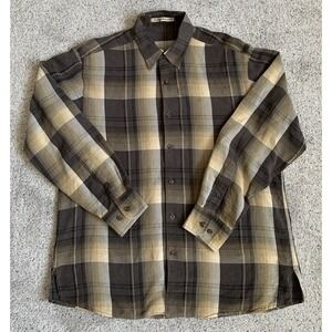 TOMMY BAHAMA Mens Long‎ Sleeve Button Shirt Brown Plaid Tencel Lyosell MEDIUM